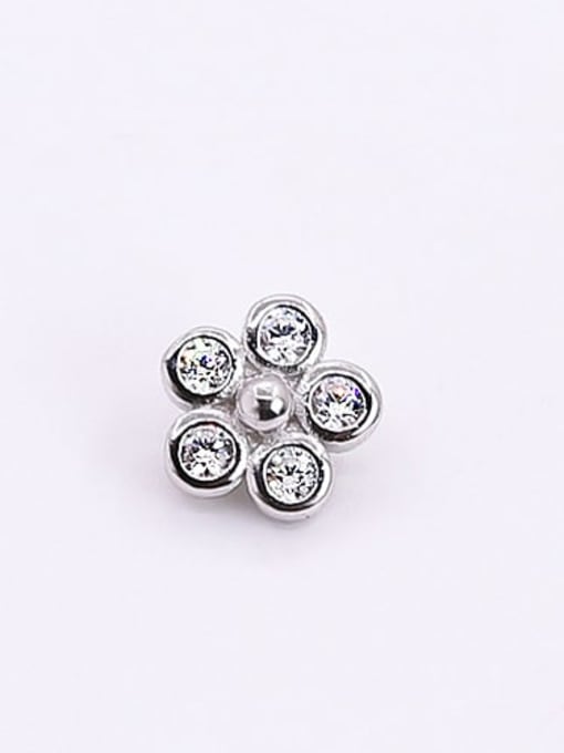 Large white gold S925 sterling silver diamond-studded three-dimensional flower perforated spacer beads