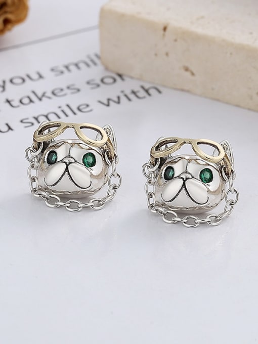 TAIS 925 Sterling Silver Dog Vintage Stud Earring 2
