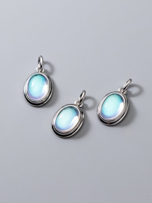 FAN S925 Silver Electroplating Inlaid Moonstone Pendant 0