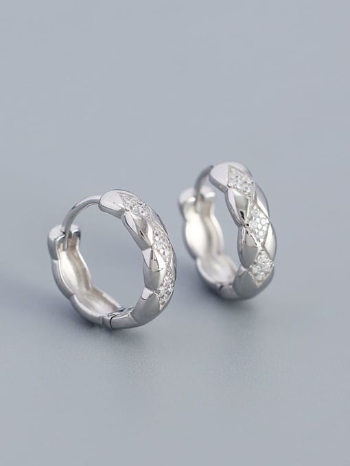 White Gold 925 Sterling Silver Cubic Zirconia Geometric Dainty Stud Earring