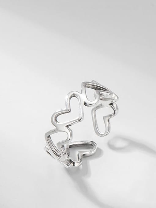Heart to heart ring 925 Sterling Silver Heart Vintage Band Ring