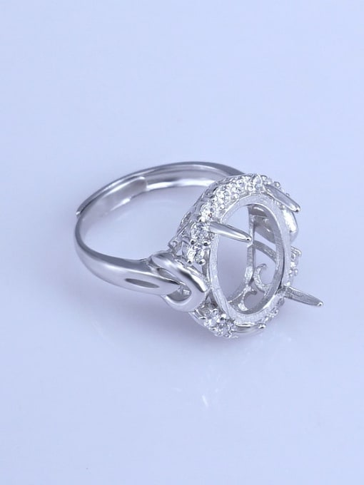 Supply 925 Sterling Silver 18K White Gold Plated Geometric Ring Setting Stone size: 9*11 10*12 11*13 10*14 12*1613*18 15*20MM 2
