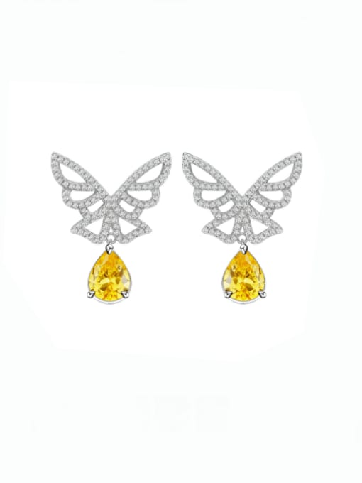 A&T Jewelry 925 Sterling Silver Cubic Zirconia Butterfly Luxury Drop Earring 0