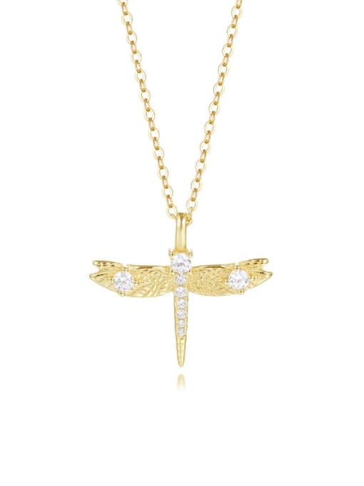 A3352 golden 925 Sterling Silver Cubic Zirconia Dragonfly Dainty Regligious Necklace