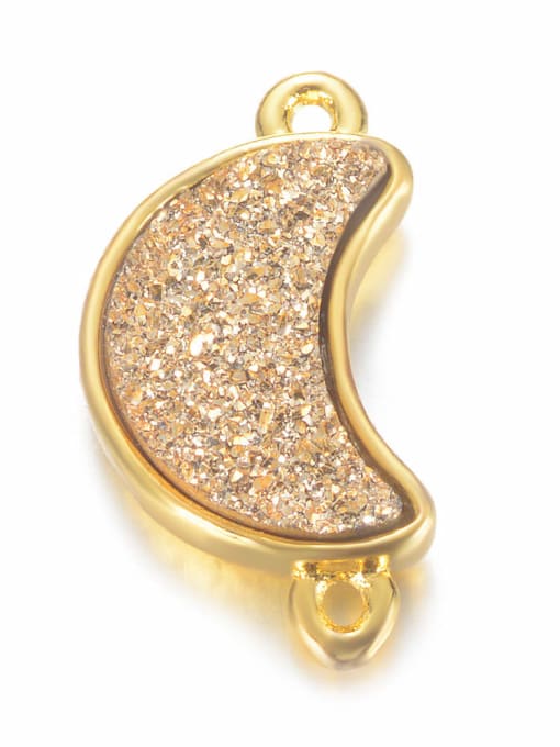 Champagne gold Copper Alloy Crystal Moon Charm Height : 9mm , Width: 18.5mm