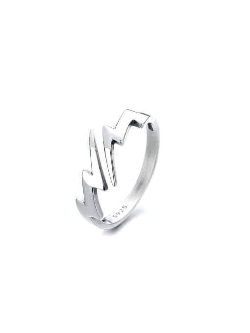 TAIS 925 Sterling Silver Vintage Simple lightning shape Band Ring 0