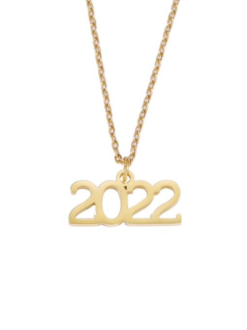 golden Stainless steel Irregular Minimalist Number Pendant Necklace