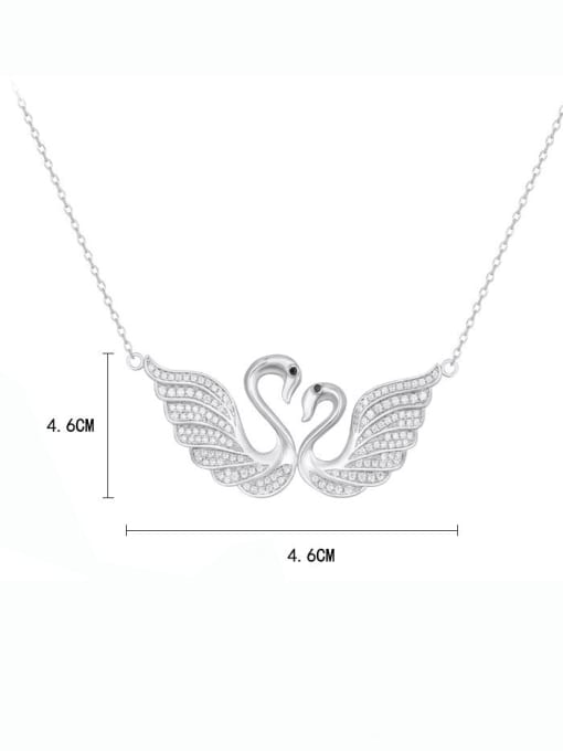 A&T Jewelry 925 Sterling Silver Cubic Zirconia Cute Swan  Pendant Necklace 1