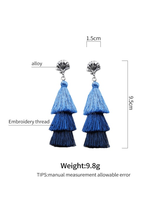 JMI Alloy Embroidery thread Tassel Bohemia Hand-Woven Drop Earring 1