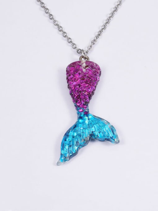 MEN PO Stainless steel Resin  Cute Wind Fish Tail Pendant Necklace 3