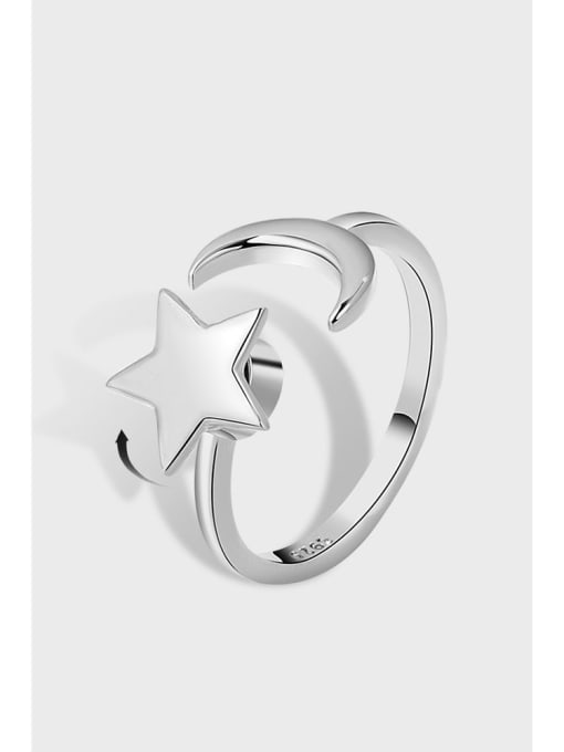 PNJ-Silver 925 Sterling Silver Pentagram Minimalist Band Ring 2