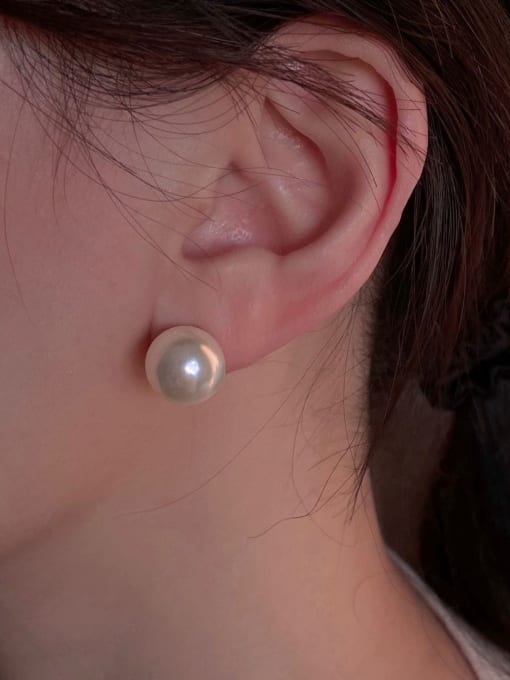 ZEMI 925 Sterling Silver Freshwater Pearl Ball Dainty Stud Earring 1