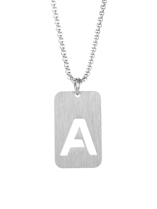 Letter A Pearl Chain Titanium Steel Letter Minimalist Long Strand Necklace