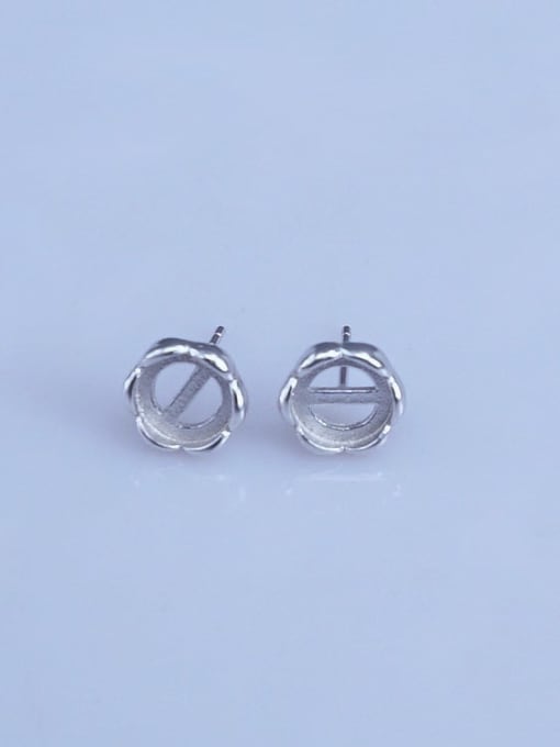 Supply 925 Sterling Silver 18K White Gold Plated Round Earring Setting Stone size: 7*7mm 0