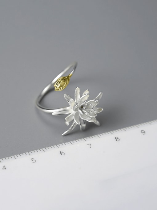 LOLUS 925 Sterling Silver Flower Artisan Band Ring 1