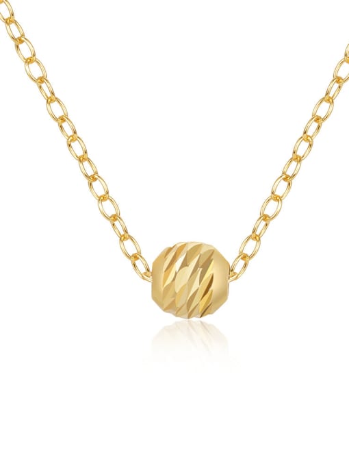 golden 925 Sterling Silver Geometric Minimalist Bead Pendant Necklace