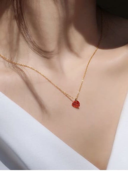 ZEMI 925 Sterling Silver Crystal Red Heart Dainty Necklace 1