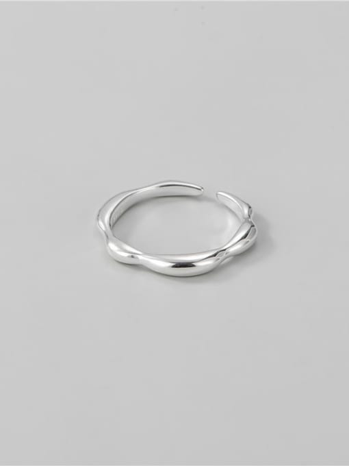 Wave open ring 925 Sterling Silver Irregular Minimalist  wave Line Band Ring