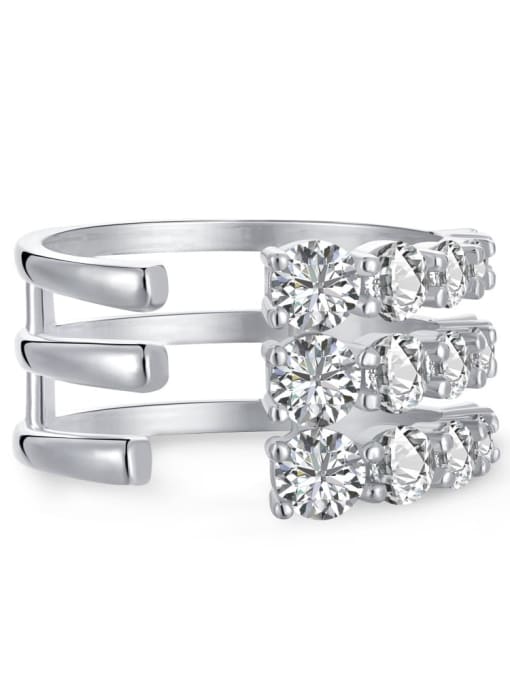 Platinum DY120665 S W WH 925 Sterling Silver Cubic Zirconia Geometric Luxury Stackable Ring