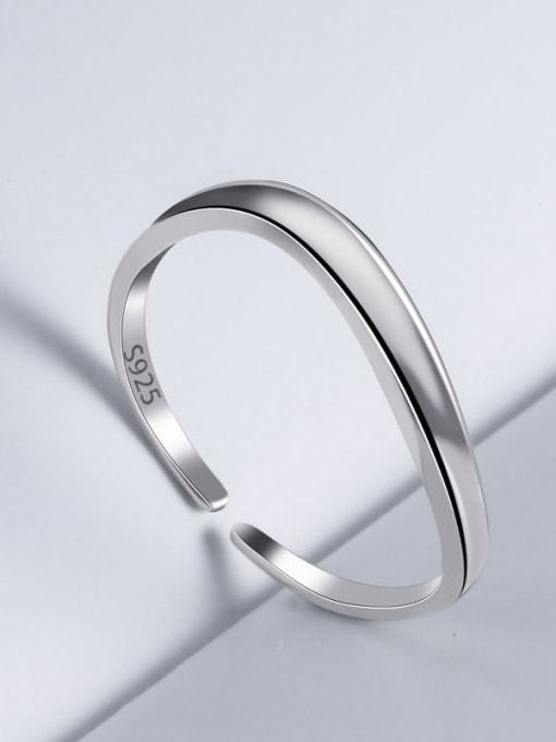 Platinum 925 Sterling Silver Line Geometric Minimalist Band Ring