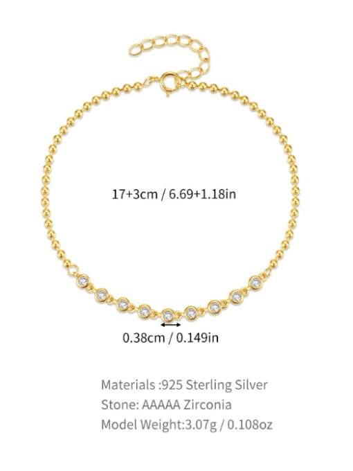 YUANFAN 925 Sterling Silver Rhinestone Geometric Minimalist Link Bracelet 3