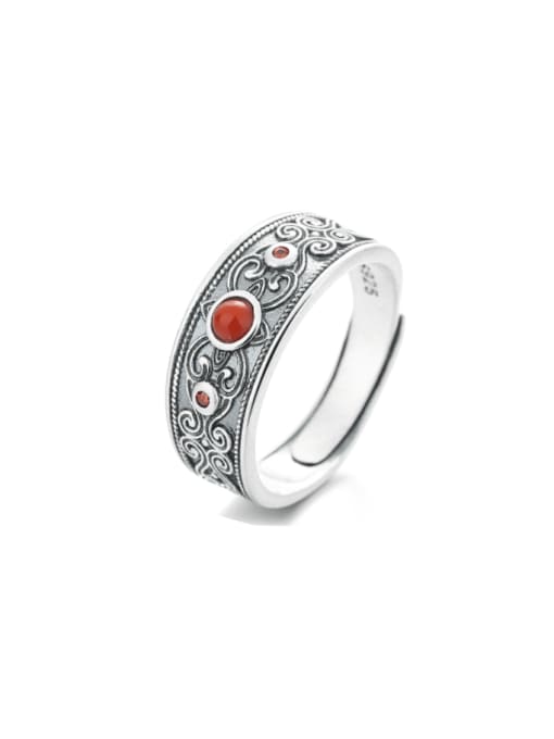 TAIS 925 Sterling Silver Carnelian Cloud Vintage Band Ring 3