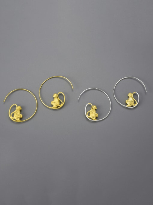 LOLUS 925 Sterling Silver Monkey Artisan Hook Earring 1