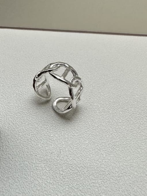 Pig nose ring 925 Sterling Silver Hollow  Geometric Vintage Band Ring