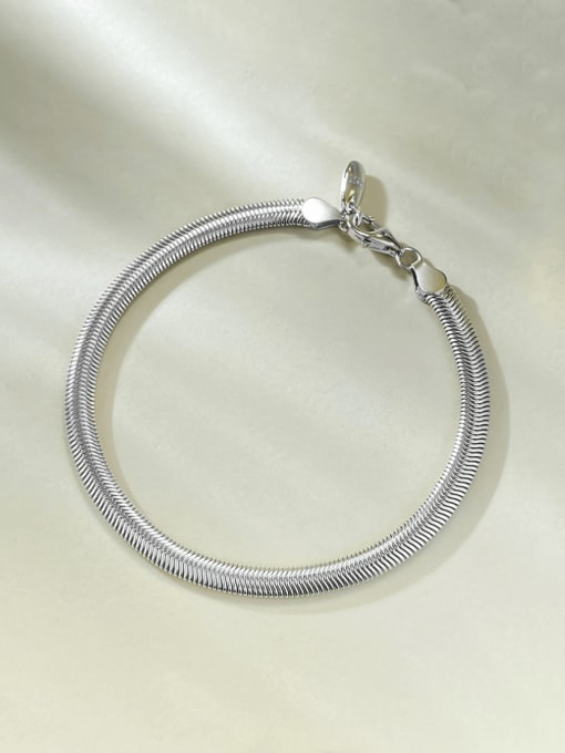 M&J 925 Sterling Silver Snake Bone Chain Minimalist Link Bracelet 2
