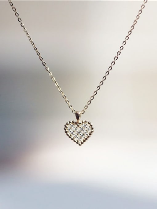 ZEMI 925 Sterling Silver Rhinestone Heart Dainty Necklace