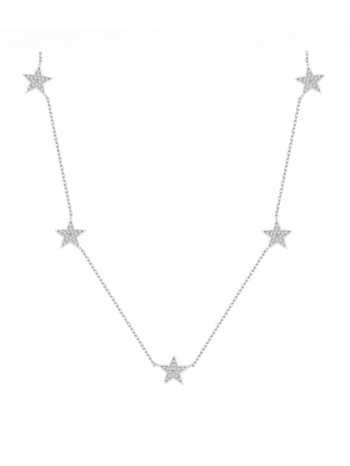 A&T Jewelry 925 Sterling Silver Cubic Zirconia Star Dainty Necklace 0