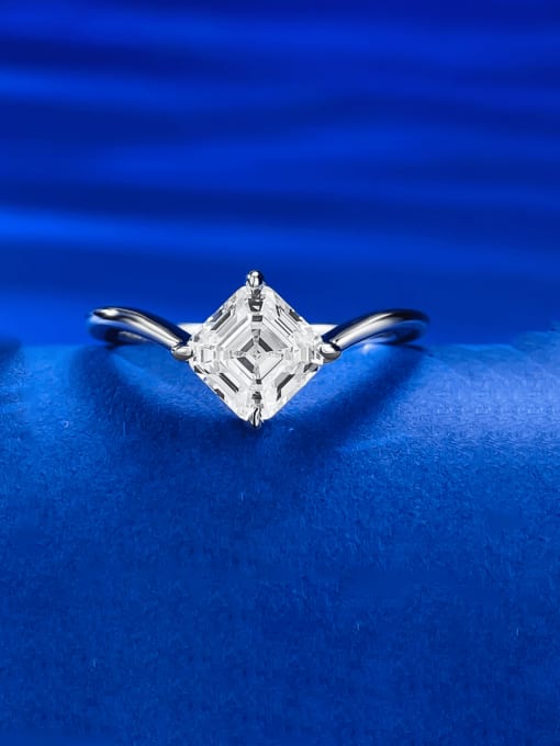 M&J 925 Sterling Silver High Carbon Diamond Geometric Dainty Band Ring 0