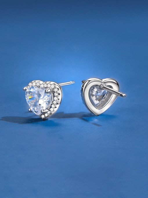 white 925 Sterling Silver Cubic Zirconia Heart Luxury Cluster Earring