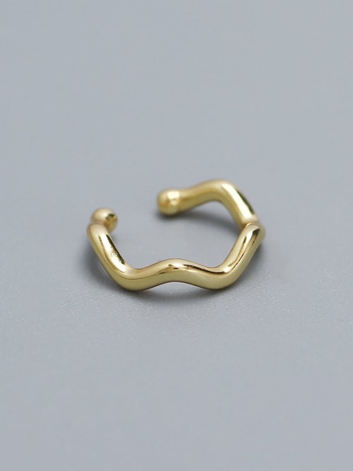Wave shaped (yellow gold) 925 Sterling Silver Cubic Zirconia Geometric Minimalist Single Earring(Only One)