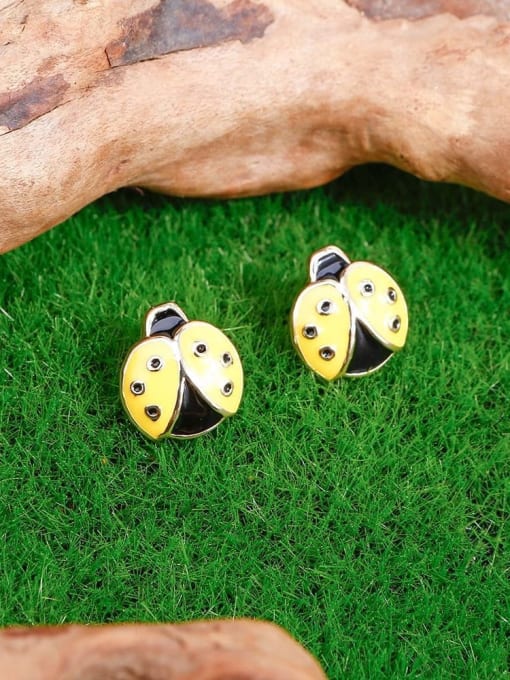JMI Zinc Alloy Enamel Ladybug Bug Cute Stud Earring 2