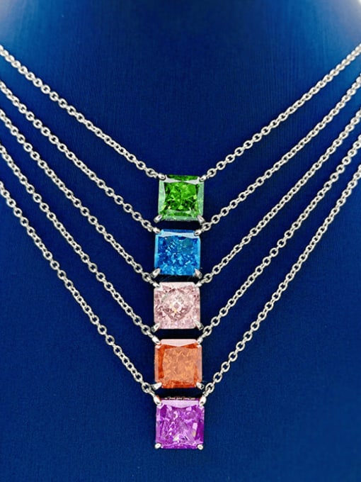 M&J 925 Sterling Silver High Carbon Diamond Geometric Luxury Necklace 0