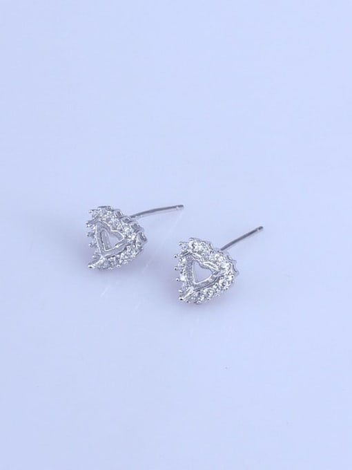 Supply 925 Sterling Silver 18K White Gold Plated Heart Earring Setting Stone size: 5*5mm 2