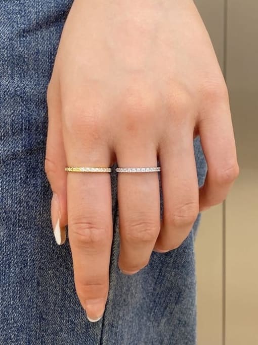STL-Silver Jewelry 925 Sterling Silver Cubic Zirconia Geometric Minimalist Band Ring 1