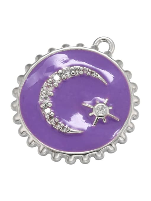 Silver Purple oil drop Drip Oil Color Moon Pendant Round Star Jewelry Accessories