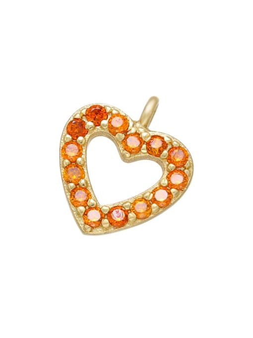 golden orange diamond peach heart Brass Cubic Zirconia Micro Inlay Heart Star Pendant