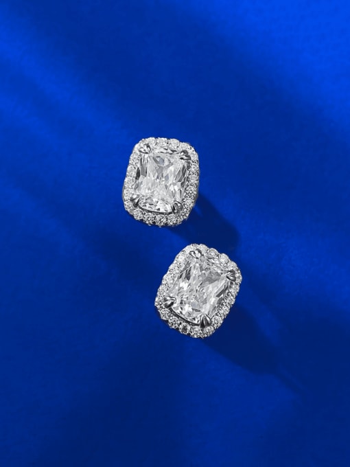 M&J 925 Sterling Silver Cubic Zirconia Geometric Luxury Cluster Earring 0