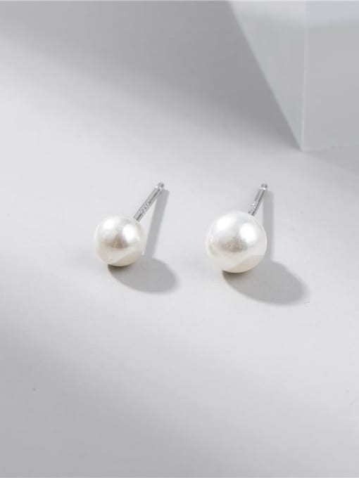ARTTI 925 Sterling Silver Imitation Pearl Round Minimalist Stud Earring 1