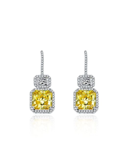 A&T Jewelry 925 Sterling Silver High Carbon Diamond Yellow Geometric Luxury Hook Earring 0