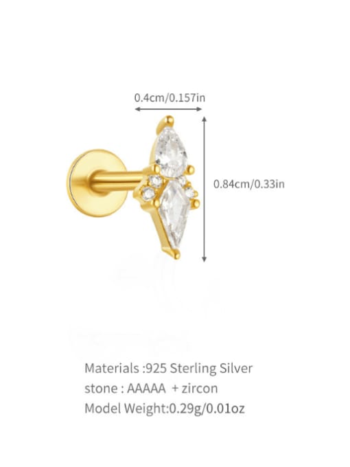 Single Gold 6 925 Sterling Silver Cubic Zirconia Geometric Tassel Dainty Single Earring