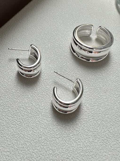 ARTTI 925 Sterling Silver  Minimalist Smooth Three-Layer Earrings Stud Earring 2