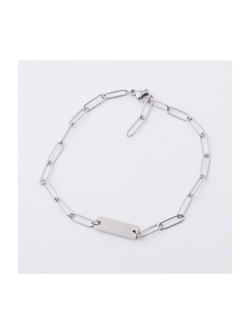Steel color Stainless steel Geometric Minimalist Link Bracelet