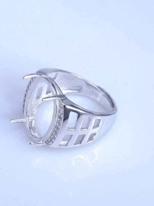 Supply 925 Sterling Silver 18K White Gold Plated Geometric Ring Setting Stone size: 12*19mm 1