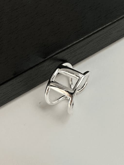 Square hollow ring 925 Sterling Silver Square Hollow Vintage Stackable Ring