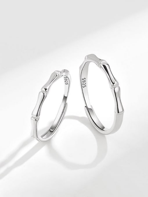 PNJ-Silver 925 Sterling Silver Irregular Minimalist Couple Ring 0