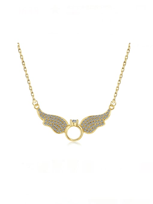 gold DY190715 S G WH 925 Sterling Silver Cubic Zirconia Wing Luxury Necklace